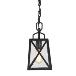 11" Metal/Seeded Glass Square Outdoor Pendant Light Black - LNC -Lighting Specialty Shop GUEST c939635b 6a26 4508 957a 1aeb7059702c