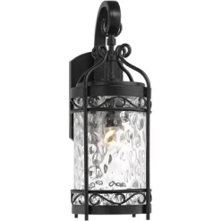 John Timberland Paseo Outdoor Vintage Wall Light Fixture Matte Black 19" Clear Hammered Glass For Post Exterior Barn Deck House Porch Yard Posts Patio -Lighting Specialty Shop GUEST ca6de339 a795 4231 b424 3908797b5ea2