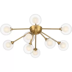 Possini Euro Design Spheres Modern Ceiling Light Flush Mount Fixture 28" Wide Warm Brass 9-Light LED Clear Globe Glass For Bedroom Kitchen Living Room -Lighting Specialty Shop GUEST cae580ed 060f 495f 912e 426cbcf4fe19