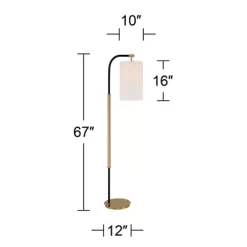 Possini Euro Design Sausalito Mid Century Modern Downbridge Floor Lamp 67" Tall Warm Gold Black Metal Linen Cylinder Shade For Living Room Reading -Lighting Specialty Shop GUEST cae62b55 643c 4b3e b861 b124f059f8ea