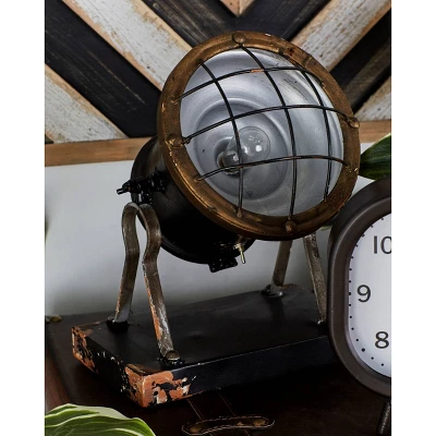 11" Vintage Reflections Rustic Iron Tripod Spotlight (Includes LED Light Bulb) - Olivia & May 2 11" Vintage Reflections Rustic Iron Tripod Spotlight (Includes LED Light Bulb) - Olivia & May - Image 2