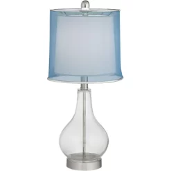 360 Lighting Modern Accent Table Lamps 21.75" High Set Of 2 With USB Charging Port Clear Glass Blue Drum Shade For Living Room Desk Bedroom Office 13 360 Lighting Modern Accent Table Lamps 21.75" High Set Of 2 With USB Charging Port Clear Glass Blue Drum Shade For Living Room Desk Bedroom Office -Lighting Specialty Shop GUEST cb1207c2 1de8 43b8 ae37 7ca50bd3ada8