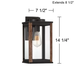 John Timberland Wordsworth Field Rustic Farmhouse Outdoor Wall Light Fixture Dark Bronze Wood Grain 14 1/4" Clear Glass Panels For Post Exterior Deck -Lighting Specialty Shop GUEST cb14a287 2363 4997 b3e0 88eea91b6221