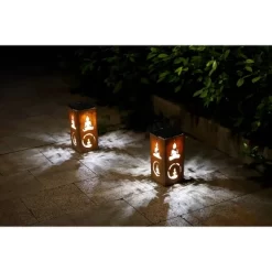 Techko Maid LED Solar 10.8" Portable Buddha Cut Out Decorative Outdoor Lantern Clear -Lighting Specialty Shop GUEST cb412f1e 93b5 46e4 8cd4 da9d0b4af532