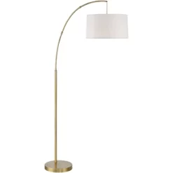 360 Lighting Modern Arc Floor Lamp With USB Charging Port 72" Tall Brass White Linen Drum Shade For Living Room Reading House Home -Lighting Specialty Shop GUEST cb413bec 3a8e 40d5 be92 1f87a1d10e9b