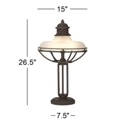 Franklin Iron Works Rustic Industrial Table Lamp 26 1/2" High With USB Dimmer Rust Bronze Haft Dome Glass Shade For Bedroom Living Room House Desk -Lighting Specialty Shop GUEST cc63de24 7dbe 418d 8499 816a49284172