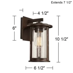 Franklin Iron Works Vintage Industrial Outdoor Wall Light Fixture Bronze Lantern 10 1/2" Seeded Glass Cylinder For Exterior Porch -Lighting Specialty Shop GUEST cc90fce1 f25b 4a8a 8c5c 18b0419758e7