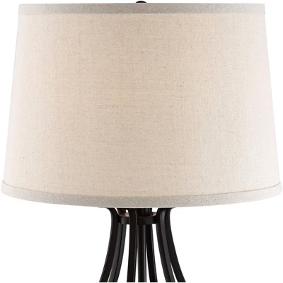 Regency Hill Hadley Modern Table Lamps Set Of 2 26" High Bronze With AC Power Outlet Light Brown Drum Shade For Bedroom Living Room Bedside House Desk 2 Regency Hill Hadley Modern Table Lamps Set Of 2 26" High Bronze With AC Power Outlet Light Brown Drum Shade For Bedroom Living Room Bedside House Desk - Image 2