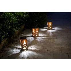 Techko Maid LED Solar 10.8" Portable Buddha Cut Out Decorative Outdoor Lantern Clear -Lighting Specialty Shop GUEST cdc36871 16b2 4764 a771 3e4b670910c9