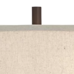 Franklin Iron Works Craig Rustic Farmhouse Table Lamps Set Of 2 With Square Risers 24 1/2" High Bronze With USB Charging Port Natural Shade For Desk