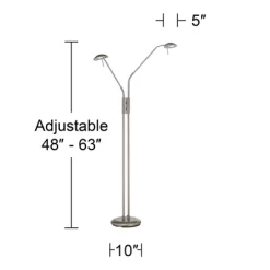 360 Lighting Casper Traditional Pharmacy Floor Lamp 63" Tall Brushed Nickel 2-Light LED Adjustable Arm Swivel Head For Living Room Bedroom 14 360 Lighting Casper Traditional Pharmacy Floor Lamp 63" Tall Brushed Nickel 2-Light LED Adjustable Arm Swivel Head For Living Room Bedroom -Lighting Specialty Shop GUEST ce1545ec 4306 4c45 aaa3 5569fa257a42