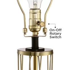 360 Lighting Nathan Modern Table Lamps 25 1/2" High Set Of 2 Gold Metal With USB Charging Ports White Drum Shade For Bedroom Living Room Home Desk -Lighting Specialty Shop GUEST d0ab47d9 9423 4dea a417 4eb7961b154a