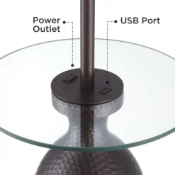 Regency Hill Fallon Rustic Industrial Floor Lamps With Tray Table 66" Tall Set Of 2 Bronze Hammered USB And Outlet Oatmeal Shade For Living Room House 10 Regency Hill Fallon Rustic Industrial Floor Lamps With Tray Table 66" Tall Set Of 2 Bronze Hammered USB And Outlet Oatmeal Shade For Living Room House -Lighting Specialty Shop GUEST d1d82640 26cb 44db b63f 9d84d9557fc6