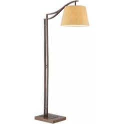 Franklin Iron Works Tahoe Rustic Industrial Downbridge Arc Floor Lamp 60" Tall Bronze Metal Faux Leather Empire Shade For Living Room Reading Bedroom -Lighting Specialty Shop GUEST d406a27d db92 4bb2 906f 2b41901f33db