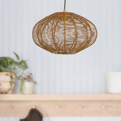13.5" 1-Light Linnea Pendant Rattan Brown - River Of Goods 2 13.5" 1-Light Linnea Pendant Rattan Brown - River Of Goods - Image 2
