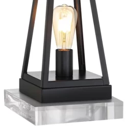 Franklin Iron Works Kacey Modern Table Lamps Set Of 2 With Square Risers 26 3/4" High Dark Metal USB Charging Port Nightlight Oatmeal Shade For Desk -Lighting Specialty Shop GUEST d4451264 73da 440c ae1f 1e294c41f023