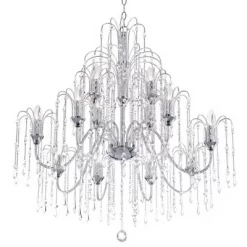 Vienna Full Spectrum Crystal Rain Chrome Chandelier 33" Wide Modern 12-Light Fixture For Dining Room House Foyer Kitchen Island Entryway Bedroom Home -Lighting Specialty Shop GUEST d4838bef 320e 4d64 a399 f49513e427a9