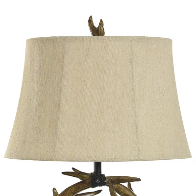 Dalton Brown Antler Table Lamp With Beige Hardback Fabric Shade - StyleCraft 5 Dalton Brown Antler Table Lamp With Beige Hardback Fabric Shade - StyleCraft - Image 5