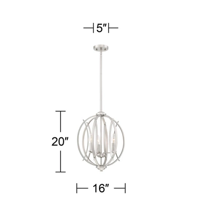 Possini Euro Design Spherical Brushed Nickel Pendant Chandelier 16" Wide Modern Orb 3-Light Fixture For Dining Room House Foyer Kitchen Island Bedroom 6 Possini Euro Design Spherical Brushed Nickel Pendant Chandelier 16" Wide Modern Orb 3-Light Fixture For Dining Room House Foyer Kitchen Island Bedroom - Image 6
