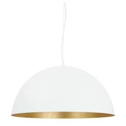 24" 1-Light Rafaelino Bowl Pendant With Shade White/Gold - EGLO