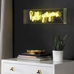 20" Hello Gorgeous Contemporary Glam Acrylic Box Pendant (Includes LED Light Bulb) Neon Yellow - JONATHAN Y -Lighting Specialty Shop GUEST d5e30c68 34e2 433a 9c14 bb3ab18a551f