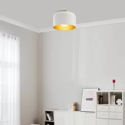 Amy 1-Light Matte White Flush Mount Ceiling Light With Inner Frosted Glass Shade - Globe Electric