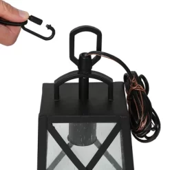 11" Metal/Seeded Glass Square Outdoor Pendant Light Black - LNC -Lighting Specialty Shop GUEST d7bccca5 8992 440b 8193 b62e50a69b8b