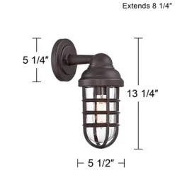 John Timberland Marlowe Industrial Outdoor Wall Light Fixtures Set Of 2 Bronze Metal Cage 13 1/4" Clear Glass For Post Exterior Barn Deck House Porch -Lighting Specialty Shop GUEST d7d735c2 fc61 4f17 8742 73015409f4de