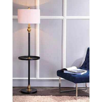 61" Metal Evans End Table Floor Lamp (Includes LED Light Bulb) Black - JONATHAN Y 1 61" Metal Evans End Table Floor Lamp (Includes LED Light Bulb) Black - JONATHAN Y