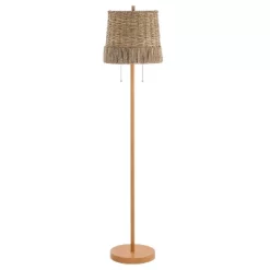 61" 2-Light Ocata Coastal Bohemian Iron/Rattan LED Floor Lamp With Pull-Chain Brown Wood (Includes LED Light Bulb) - JONATHAN Y -Lighting Specialty Shop GUEST d88051fb 4d9a 43d6 9637 1c4d3b89b569
