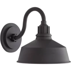 Franklin Iron Works Arnett Rustic Industrial Farmhouse Outdoor Barn Light Fixture Black Gooseneck 10 1/2" For Exterior Deck House Porch Patio Outside -Lighting Specialty Shop GUEST d9b53b7f ff2c 4eab bcaf 213c80c76ad0