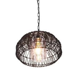 Globe Electric Novogratz X Globe Diego 1-Light Matte Black Woven Fabric Outdoor Plug-In Pendant Light -Lighting Specialty Shop GUEST da70f1da 6122 4db5 85f1 f6247ee40450