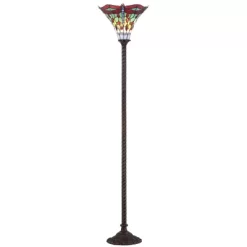 71" Dragonfly Tiffany Style Torchiere Floor Lamp (Includes Energy Efficient Light Bulb) - JONATHAN Y -Lighting Specialty Shop GUEST da94c23d e7fc 408b 9cd0 1fcc53706492