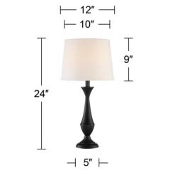 360 Lighting Joyce Modern Table Lamps 24" High Set Of 2 Black Metal White Linen Tapered Drum Shade For Bedroom Living Room Bedside Nightstand Office -Lighting Specialty Shop GUEST daa4bf00 03fd 4935 9979 a72a8664eba9