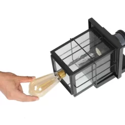 10.5" Metal/Seeded Glass Square Modern Motion Sensor Outdoor Wall Light Matte Black - LNC -Lighting Specialty Shop GUEST db120ea1 2e5b 45de a5a5 b58a4424052e