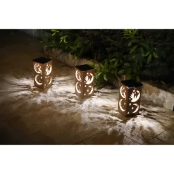 Techko Maid LED Solar 10.8" Portable Moon & Star Cut Out Decorative Outdoor Lantern Clear -Lighting Specialty Shop GUEST db78904d 03b2 4d98 bfc8 3d6a28b4dd6f