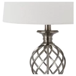 (Set Of 2) 26.8" Lattice Urn Table Lamp Nickel (Includes CFL Light Bulb) - Safavieh