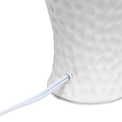 20.08" Traditional Ceramic Texture Imprint Winding Table Desk Lamp With Matching Fabric Shade White - Creekwood Home 7 20.08" Traditional Ceramic Texture Imprint Winding Table Desk Lamp With Matching Fabric Shade White - Creekwood Home - Image 7