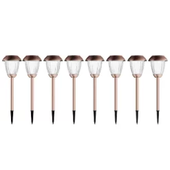 Nature Spring Set Of 8 Solar Powered Pathway Lights With Rechargeable Batteries - 16" Tall