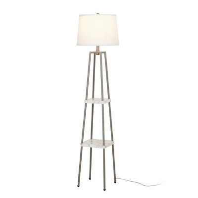 58" Metal Floor Lamp With Shelves Gray - Cresswell Lighting 4 58" Metal Floor Lamp With Shelves Gray - Cresswell Lighting - Image 4