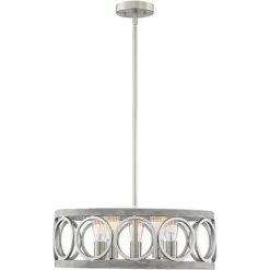 Franklin Iron Works Salima Brushed Nickel Gray Pendant Chandelier 21 1/4" Wide Farmhouse Rustic LED 5-Light Fixture For Dining Room Kitchen Island -Lighting Specialty Shop GUEST de3c317b 863c 4a94 b35f df4fa71d5c3b