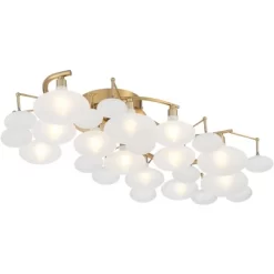 Possini Euro Design Lilypad Modern Ceiling Light Semi Flush Mount Fixture 30 1/4" Wide Warm Brass 12-Light Frosted Glass Shade For Bedroom Living Room -Lighting Specialty Shop GUEST dec42141 80e6 4416 977e 08a265036989
