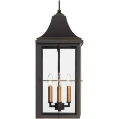 John Timberland Sunderland Rustic Mission Outdoor Wall Light Fixture Black Gold 24 3/4" Clear Glass For Post Exterior Barn Deck House Porch Yard Patio -Lighting Specialty Shop GUEST df712c64 c98e 4fa1 8dbc c030b9b8b980