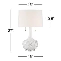 Possini Euro Design Natalia Modern Country Cottage Table Lamp With Square Riser 28 1/2" Tall White Floral Ceramic Drum Shade For Bedroom Living Room 7 Possini Euro Design Natalia Modern Country Cottage Table Lamp With Square Riser 28 1/2" Tall White Floral Ceramic Drum Shade For Bedroom Living Room -Lighting Specialty Shop GUEST e072020c f122 4708 9e80 53efd66dadf0