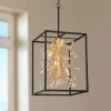 Possini Euro Design Carrine Black Gold Pendant Chandelier 15 1/4" Wide Modern Clear Crystal 4-Light Fixture For Dining Room House Foyer Kitchen Island