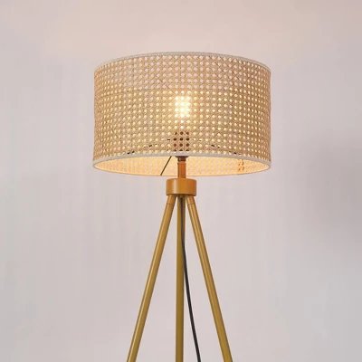 60" Sandy Faux Wood Floor Lamp With Rattan Shade - Globe Electric 5 60" Sandy Faux Wood Floor Lamp With Rattan Shade - Globe Electric - Image 5