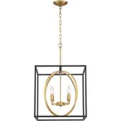Possini Euro Design Black Warm Brass Cage Foyer Pendant Chandelier 16 1/2" Wide 4-Light Mid Century Modern For Dining Room House -Lighting Specialty Shop GUEST e13bf3e3 0cc1 489d ac64 ca7937b8787d