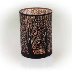 9" Indoor/Outdoor Branching Tree Décor With Tungsten Lights And Timer Black - Alpine Corporation