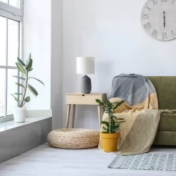 20.4" Traditional Ceramic Purled Texture Bedside Table Desk Lamp With White Fabric Drum Shade Gray - Simple Designs -Lighting Specialty Shop GUEST e186a8d2 057d 4818 b98c 476dd07f80c3