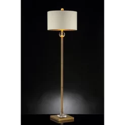 63.25" Traditional Metal Floor Lamp With Square Base Gold - Ore International